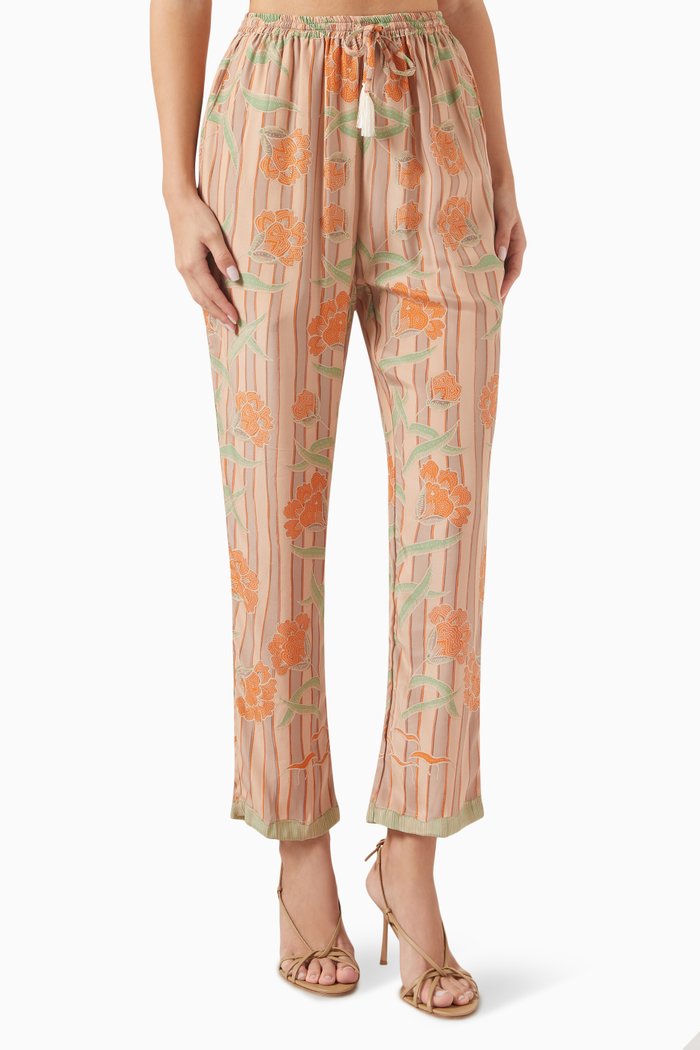 

Bianca Printed Pants in Silk, Orange