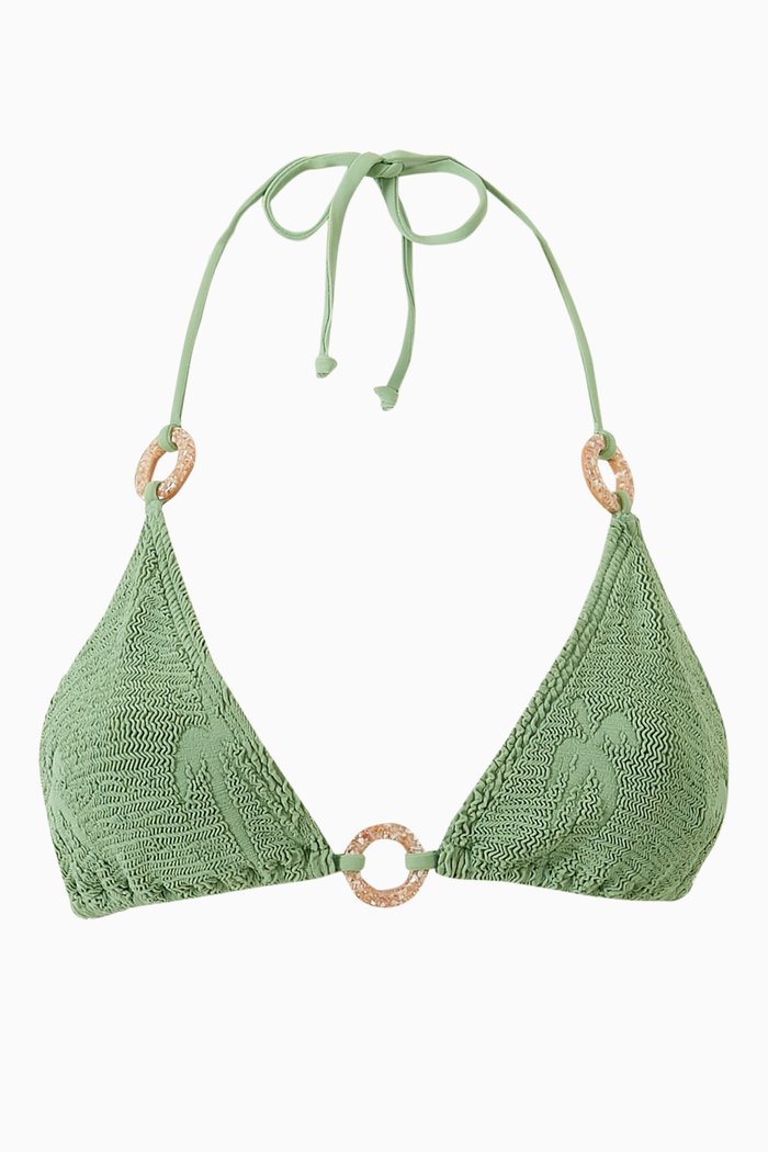 

Ring Ingrid Triangle Bikini Top in Authentic Crinkle™ Fabric, Green