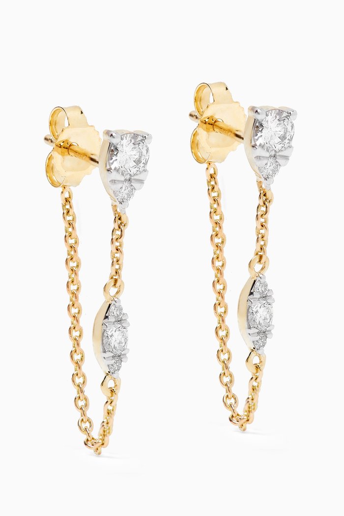 Muse Diamond Front to Back Chain Earrings in 10kt Gold, Yellow