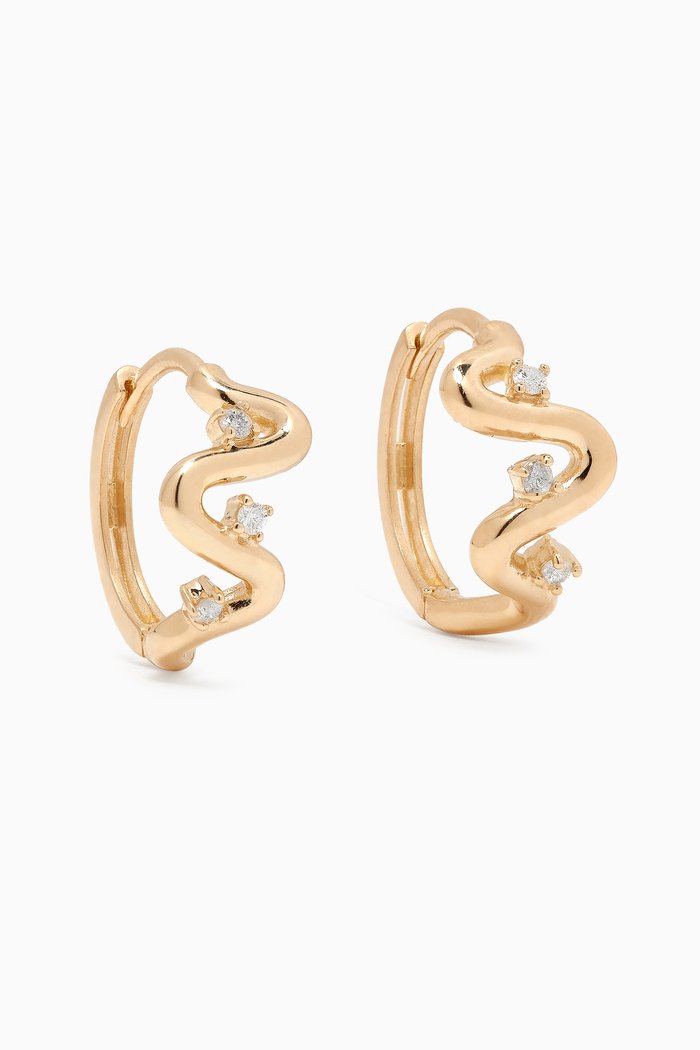 Harbor Lights Diamond Huggie Earrings in 10kt Gold, Yellow