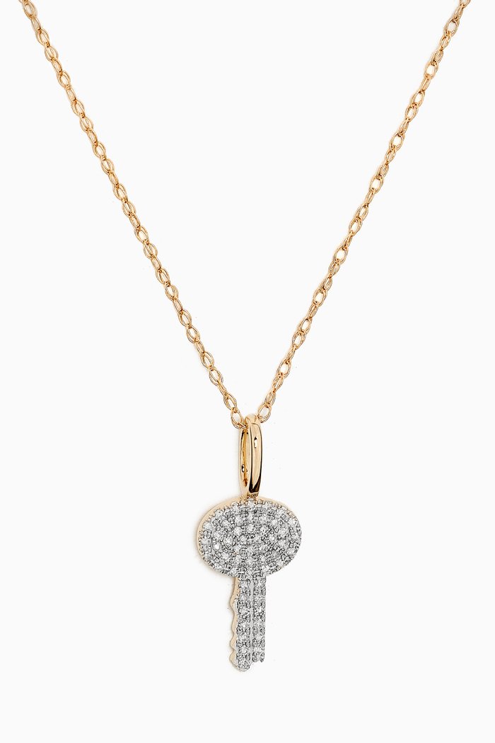 

Sweet Home Diamond Pavé Key Necklace in 14kt Gold, Yellow