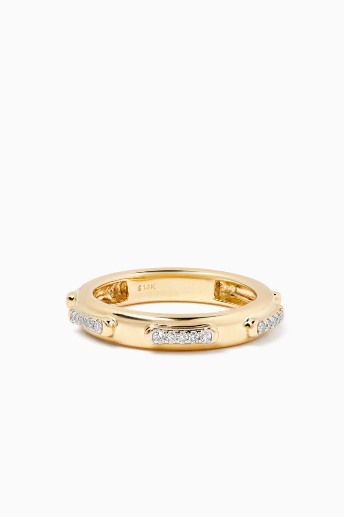 

Diamond Top Stitch Band Ring in 14kt Gold, Yellow