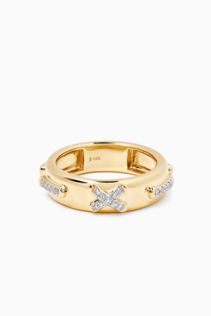 

Diamond Cross Stitch Band Ring in 14kt Gold, Yellow