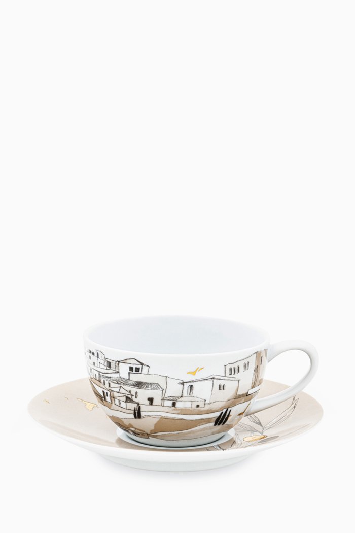 

Naseem Teacups & Saucers in Porcelain, Set of 2, Multicolour