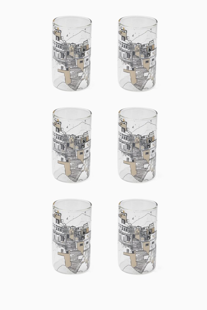 

Naseem Double Walled Teacups in Glass, Set of 6, Multicolour