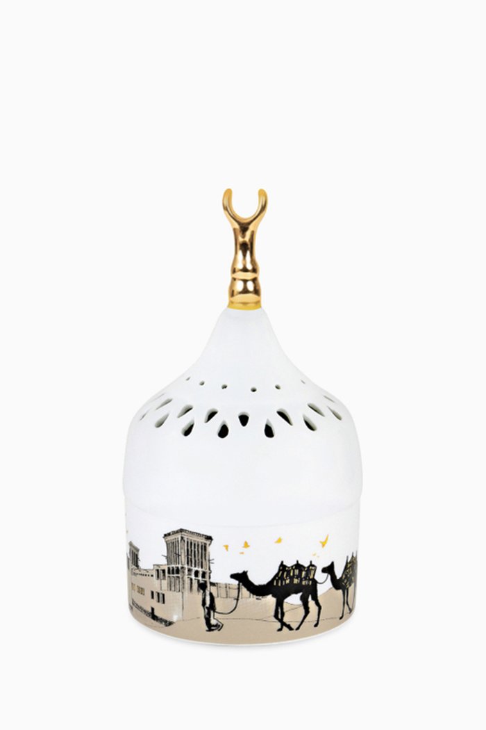 

Naseem Crescent Incense Burner in Porcelain, Multicolour