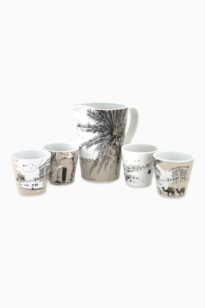 

Naseem Set of 4 Cups & Jug in Porcelain, Multicolour