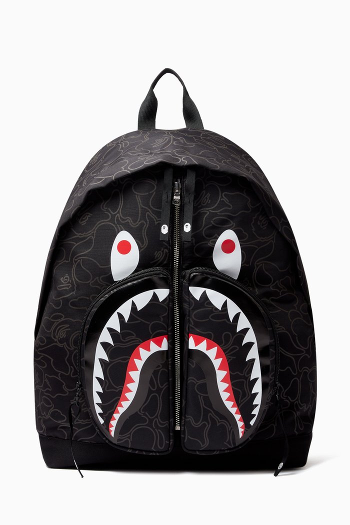 

Neon Camo Shark Day Pack Backpack, Black