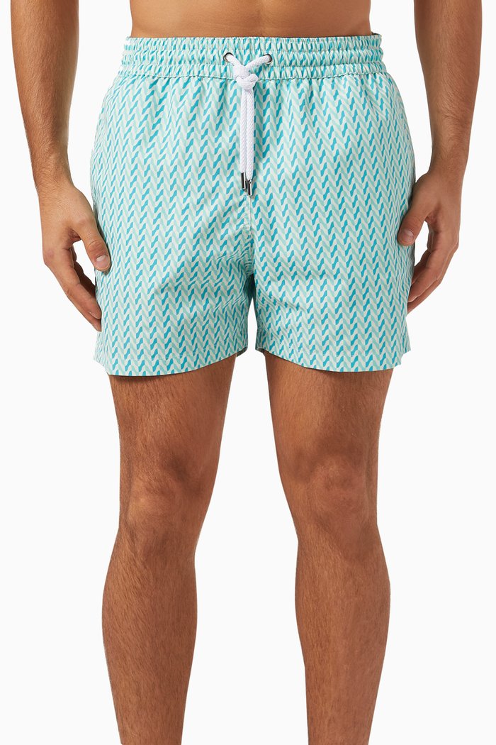 

Copacabana Herringbone-print Swim Shorts, Green