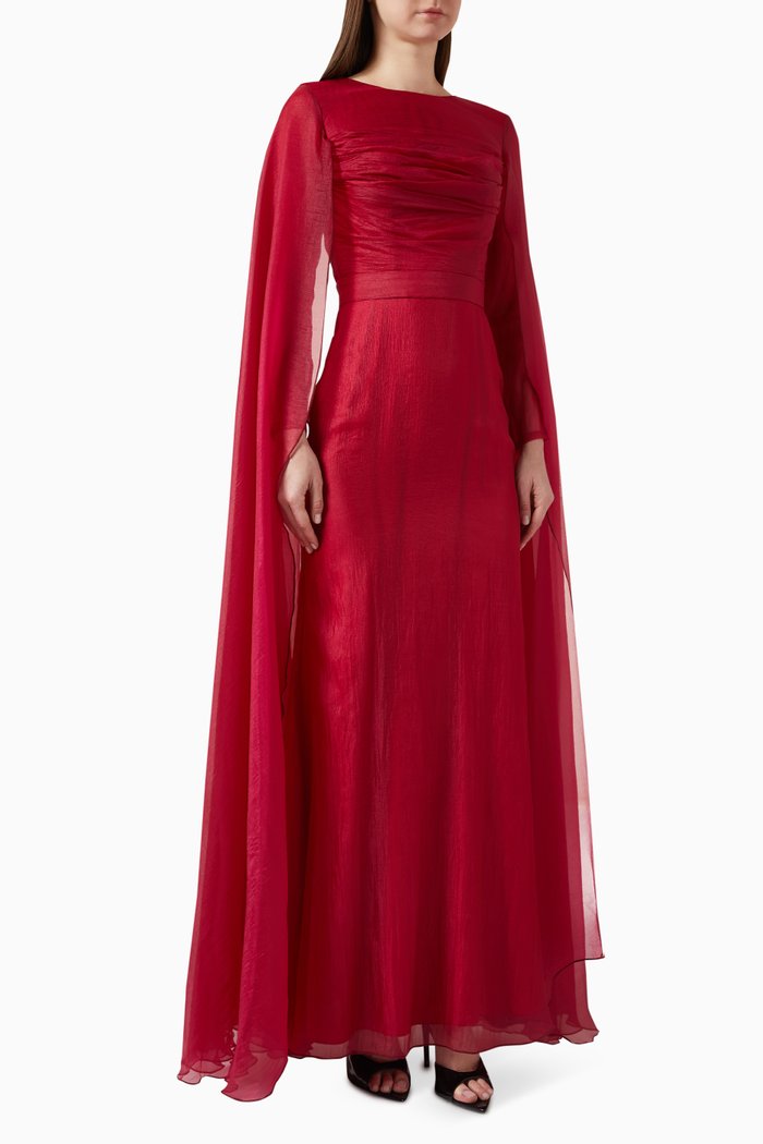 

Cape-style Maxi Dress, Red