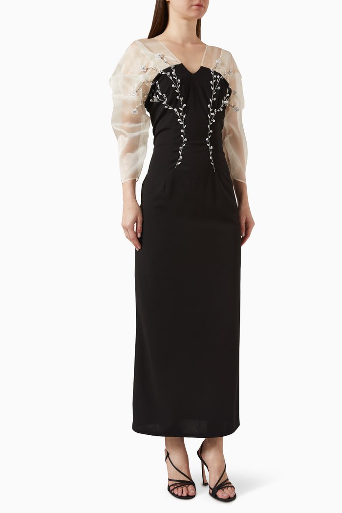 

Embellished Floral Dress, Black