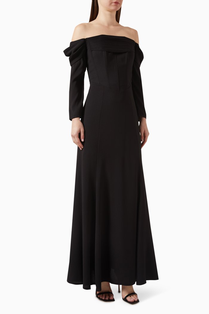 

Off-shoulder Corset Dress, Black