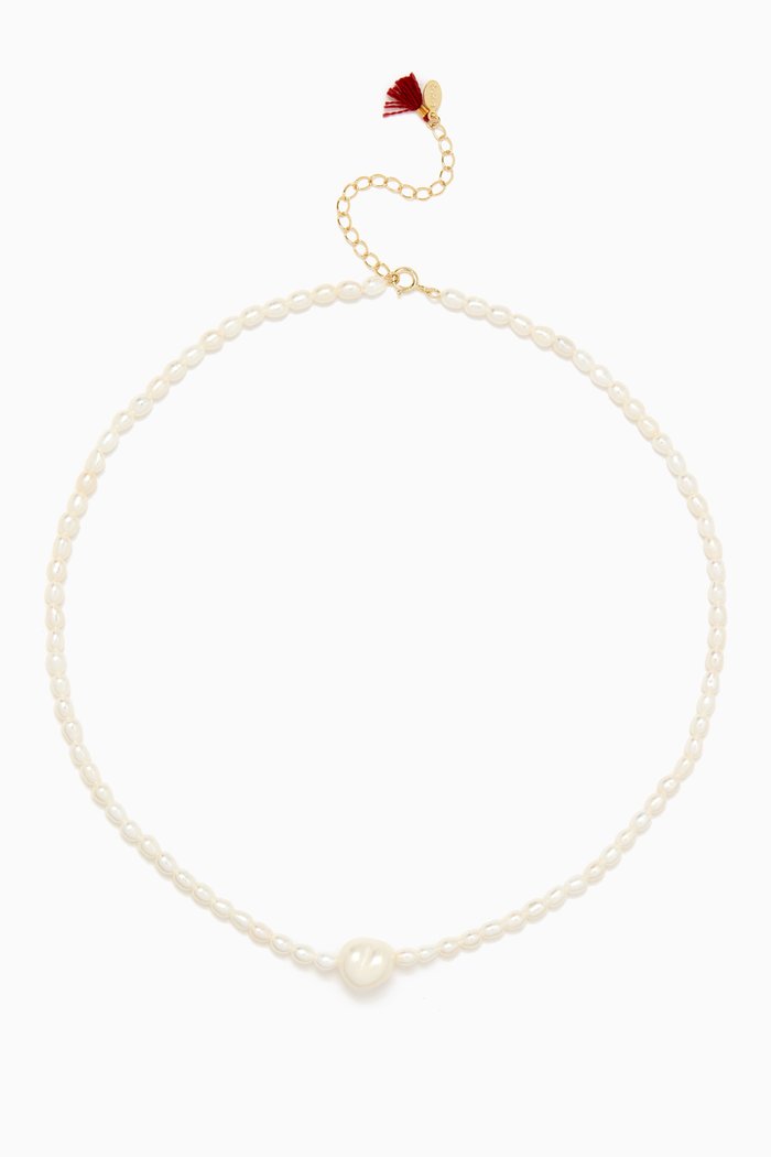 

Pearl Necklace in Gold-plated Metal, White