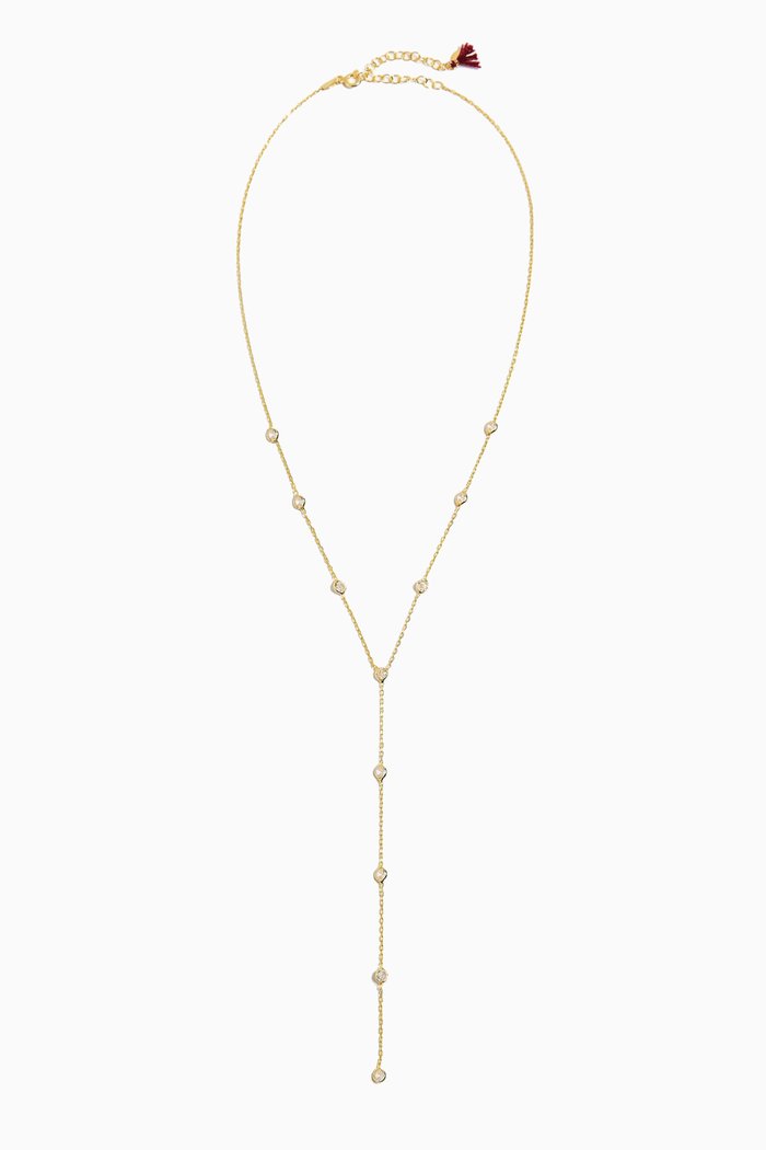 

Emily Cystal Lariat Necklace in Gold Vermeil