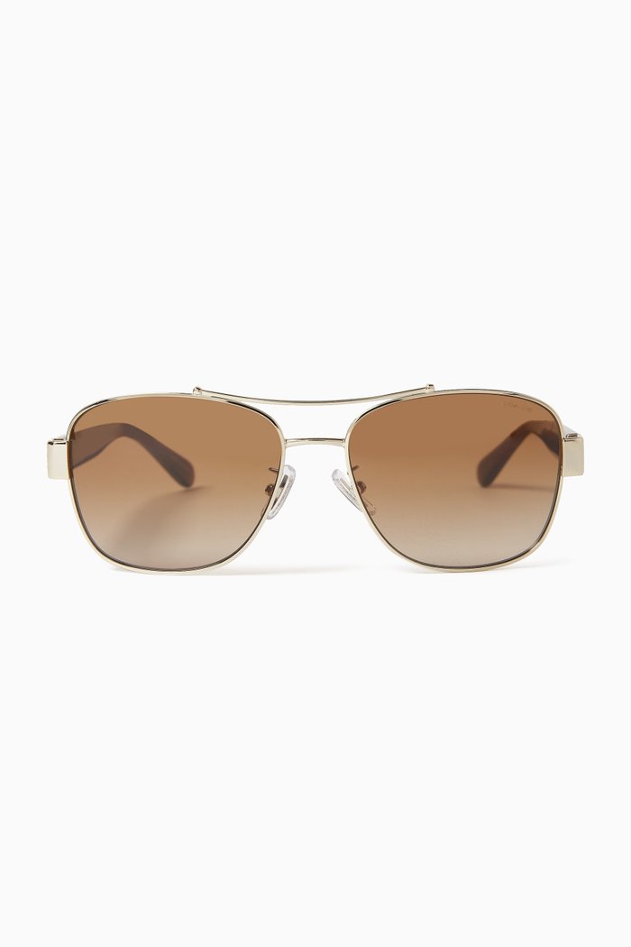 

Square Gradient Sunglasses in Metal, Brown