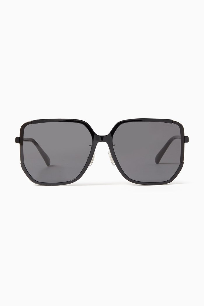 Oversized Square ‘C’ Logo Sunglasses in Metal, Black