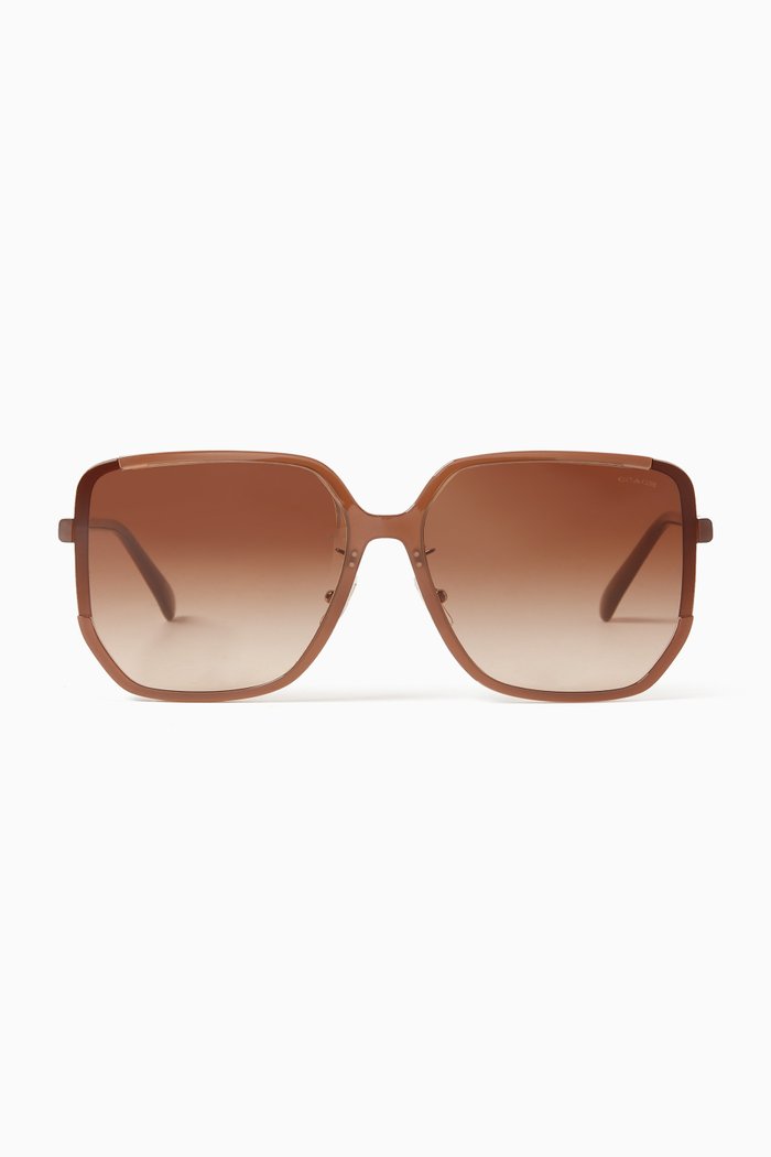 

Oversized Square ‘C’ Logo Sunglasses in Metal, Brown