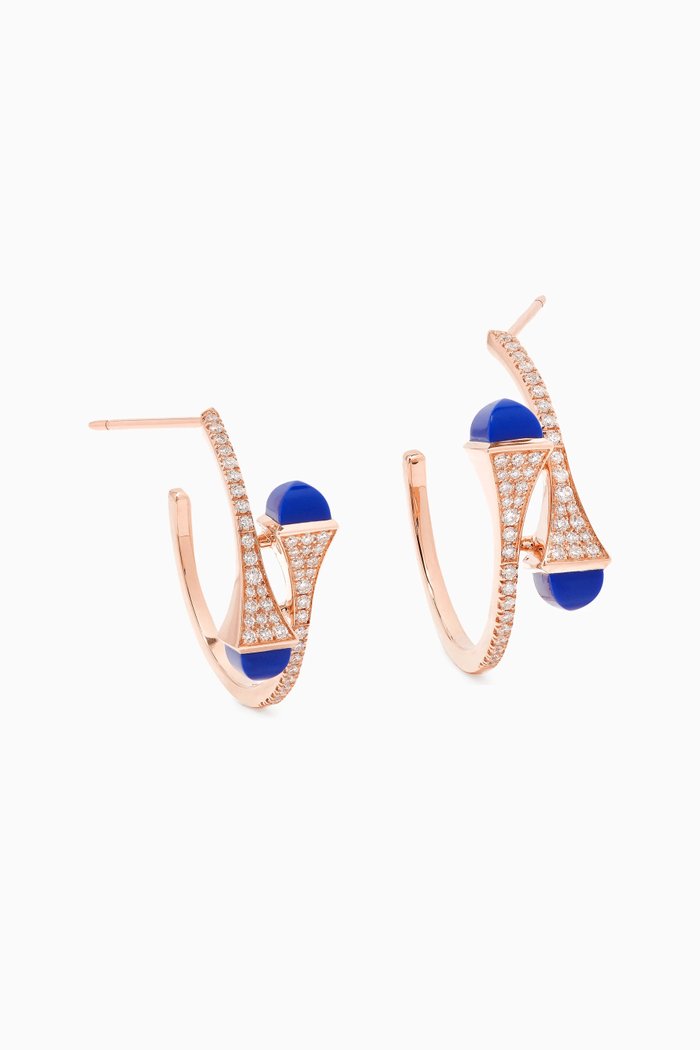 

Cleo Diamond & Lapis Lazuli Hoop Earrings in 18kt Rose Gold