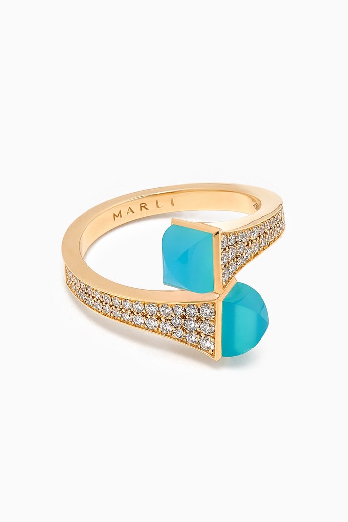 

Cleo Diamond & Turquoise Ring in 18kt Gold, Yellow