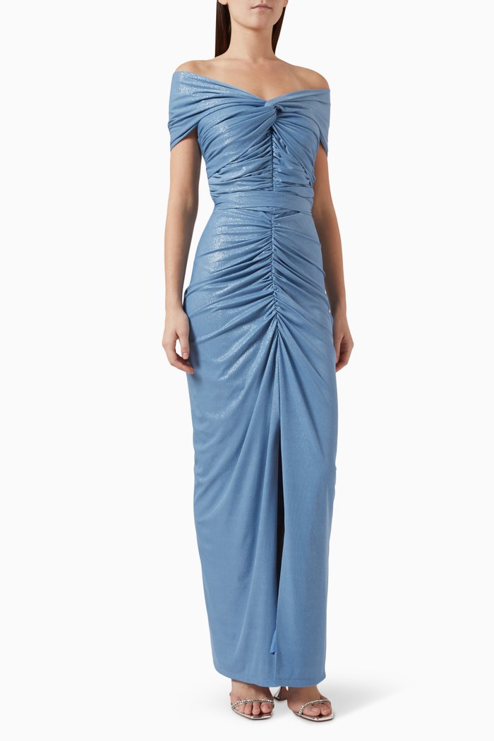 

Ruched Maxi Dress, Blue