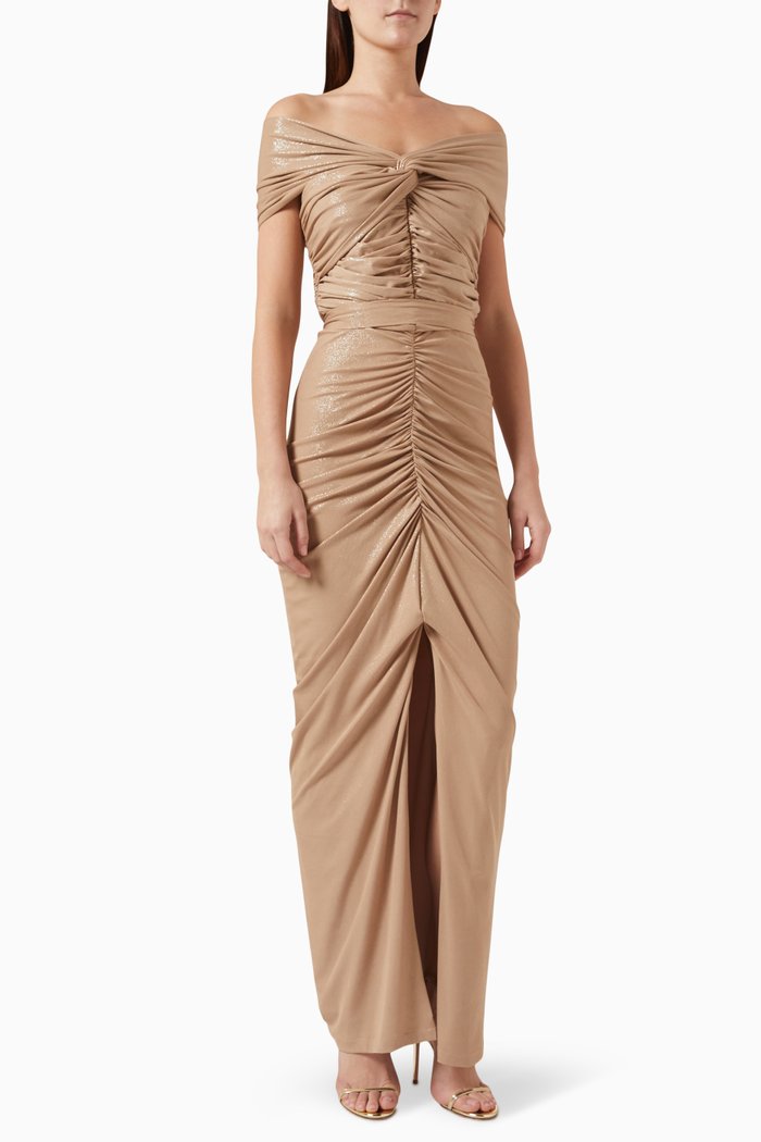 

Ruched Maxi Dress, Gold