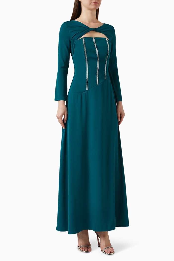 

Embellished Cut-out Maxi Dress, Green
