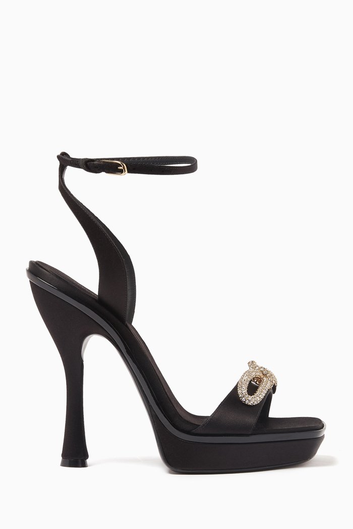 

Allison X5 Crystal-embellished Platform Sandals in Satin, Black