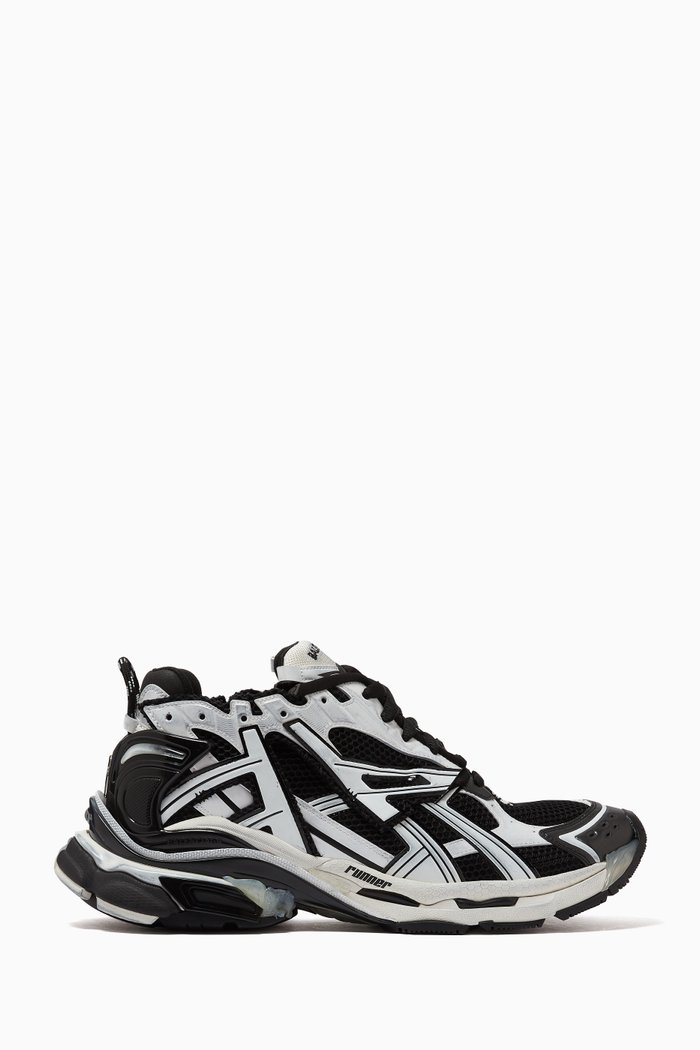 

Runner Sneakers in Mesh & Nylon, White