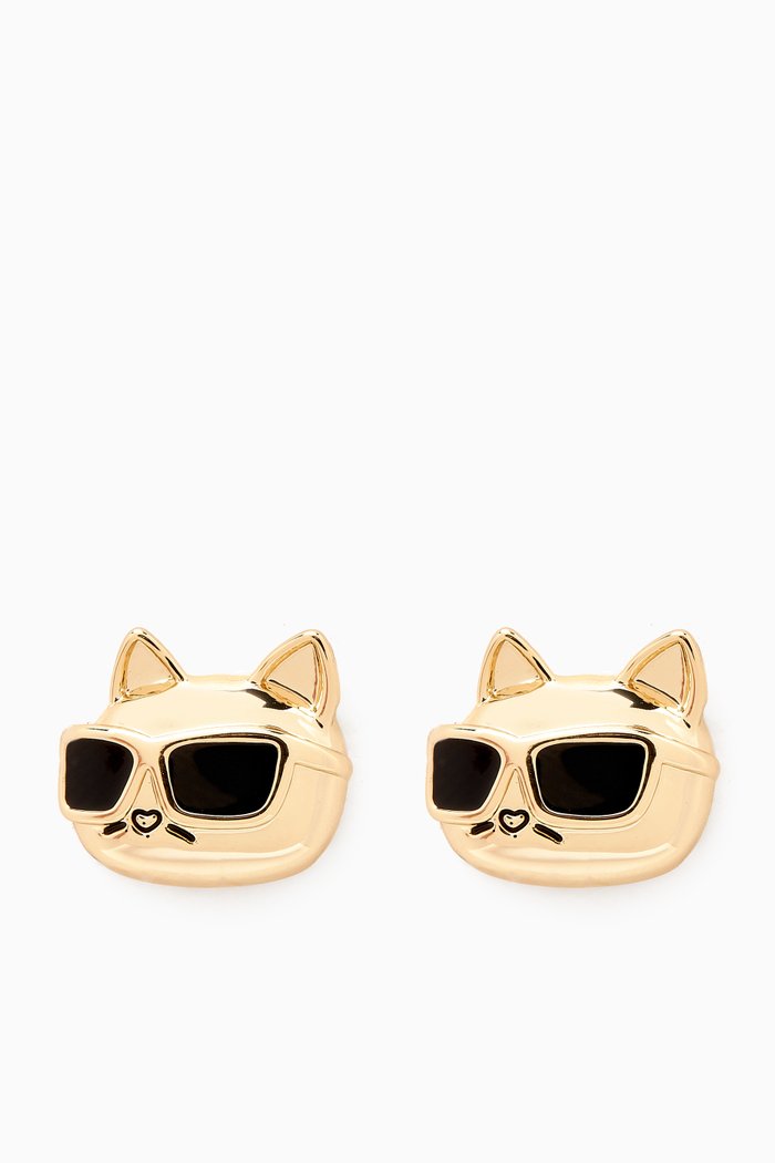 

K/Ikonik Choupette Stud Earrings in Brass, Gold