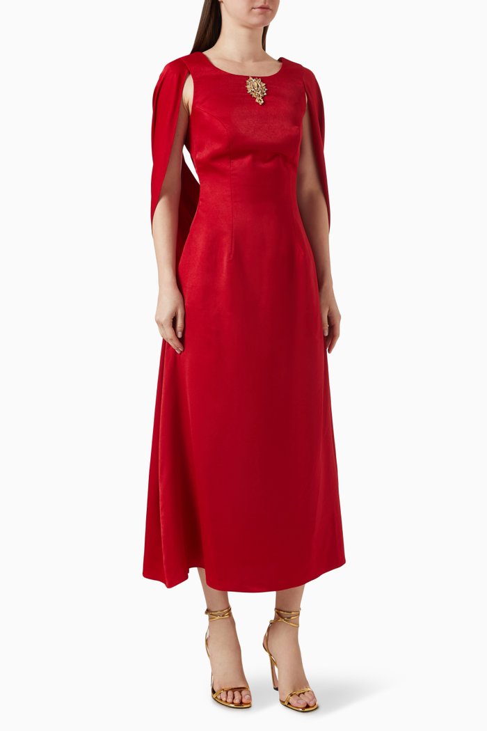 

Ananta Embellished Dress in Crepe, Red