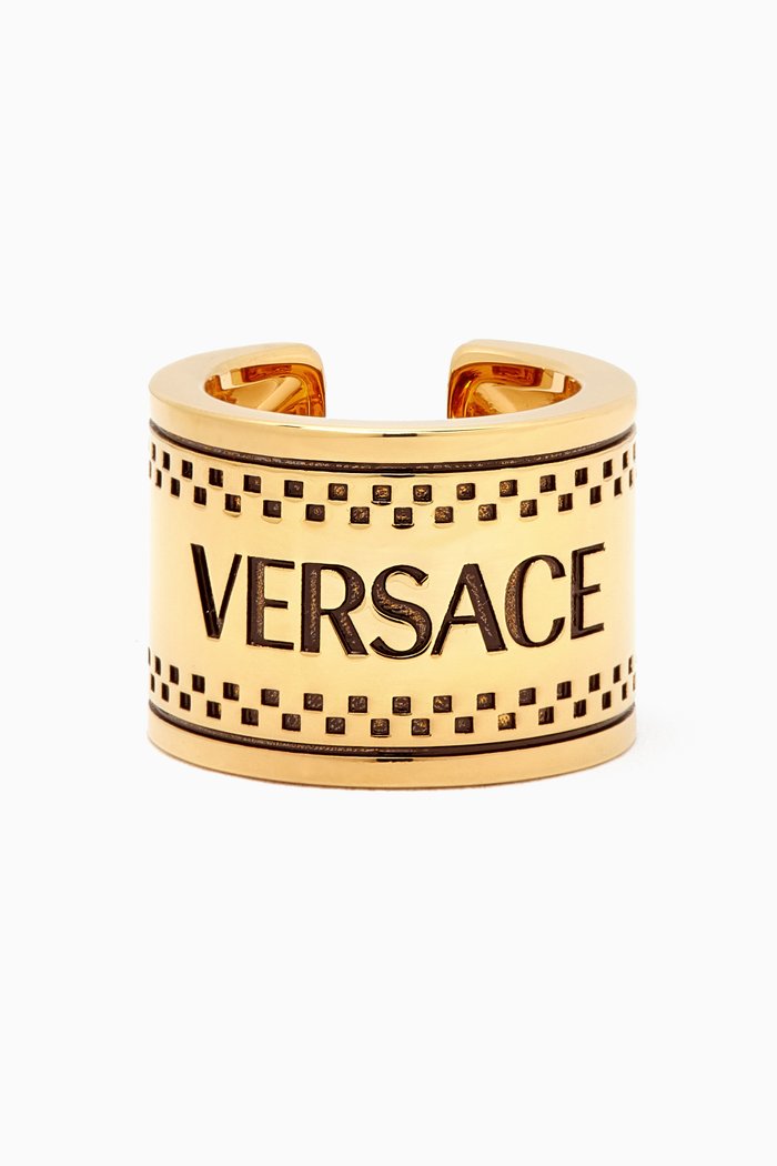 

'90s Vintage Logo Ring in Metal, Gold