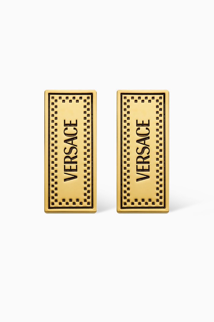 

90s Vintage Logo Earrings, Gold
