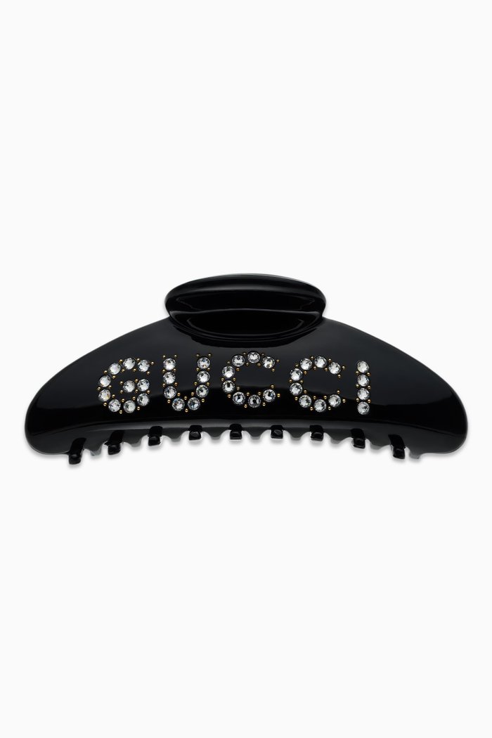 

'GUCCI' Embellished Hair Clip in Resin, Black