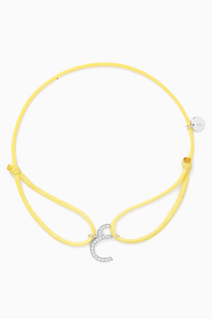 

Diamond Arabic Initial Thread Bracelet, Letter '3EIN' in 18kt White Gold, Yellow