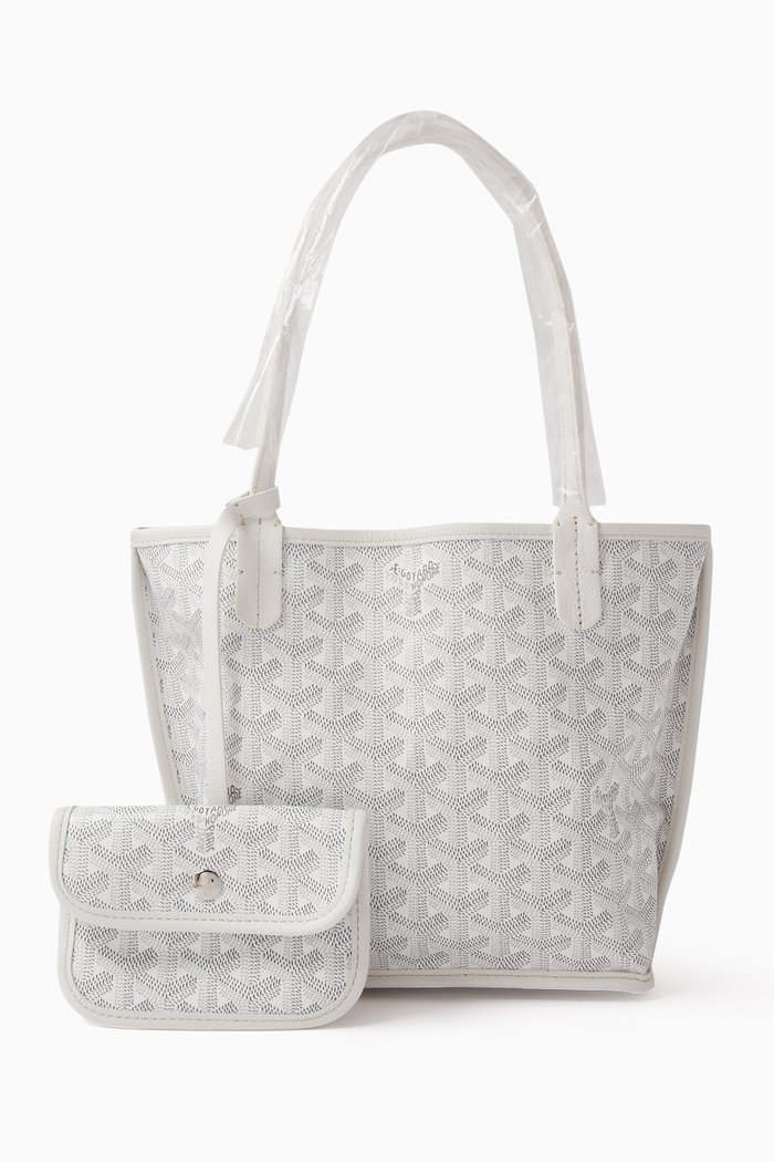 

Unused Mini Anjou Tote Bag in Goyardine Canvas, White