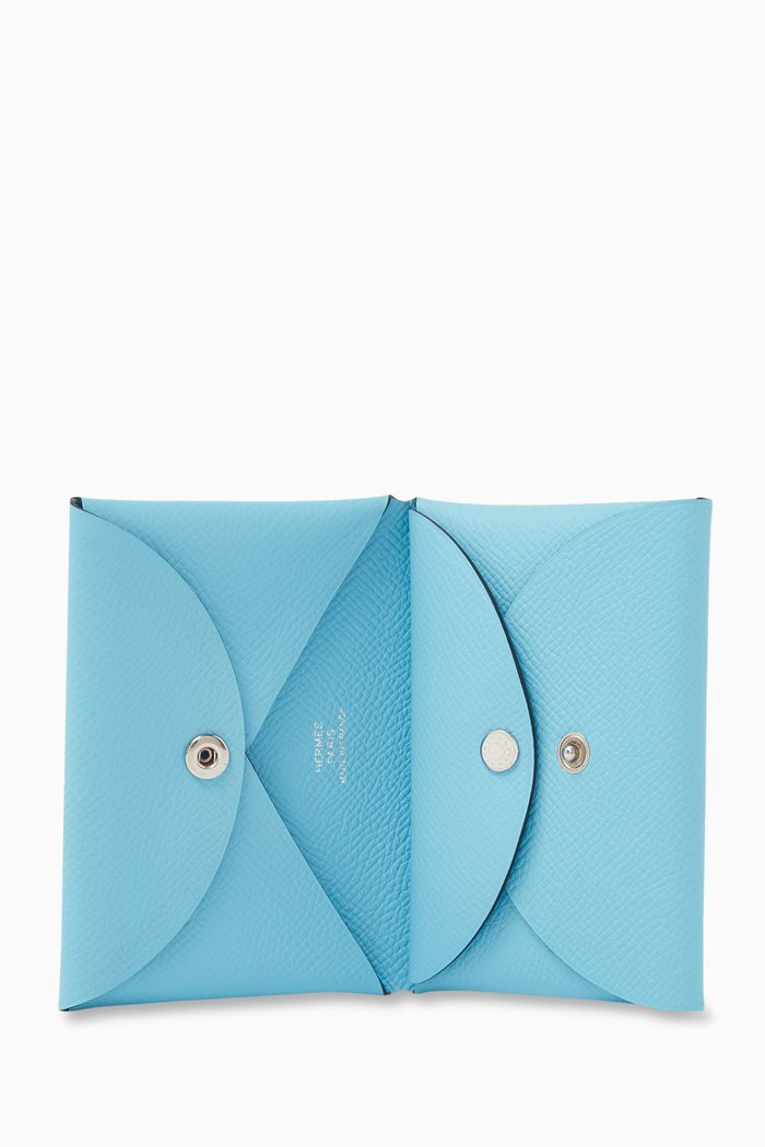 

Unused Calvi Duo Card Holder in Epsom Leather, Blue