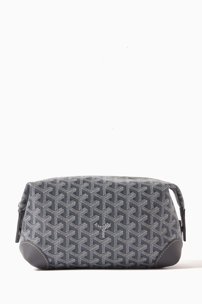 

Unused Bowling 25 Toiletry Pouch in Goyardine Canvas, Grey