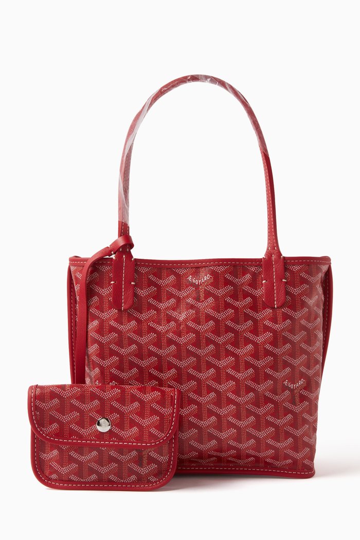 

Unused Mini Anjou Tote Bag with Bag Clip in Goyardine Canvas, Red