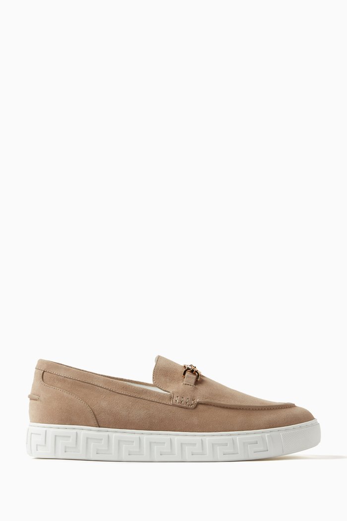

Medusa 95 Greca Loafers in Suede, Neutral