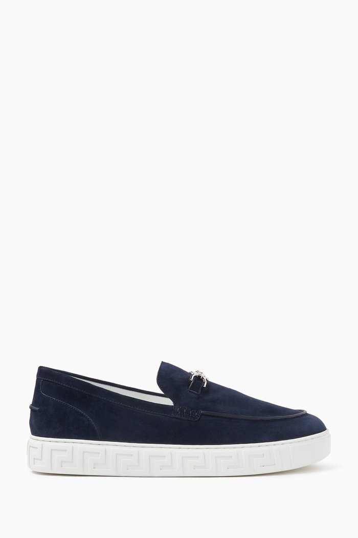 

Medusa 95 Greca Loafers in Suede, Blue