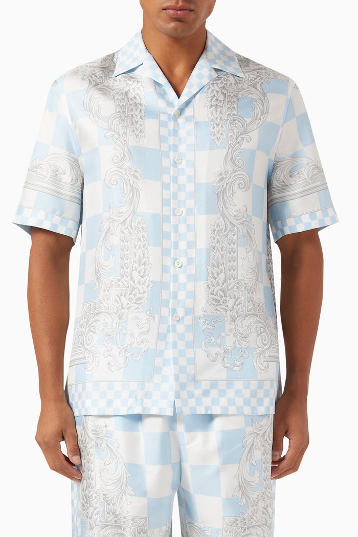 

Medusa Contrasto Shirt in Silk, Blue