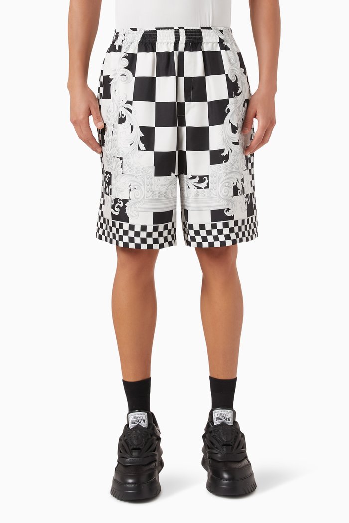 

Medusa Contrasto Shorts in Silk, Black