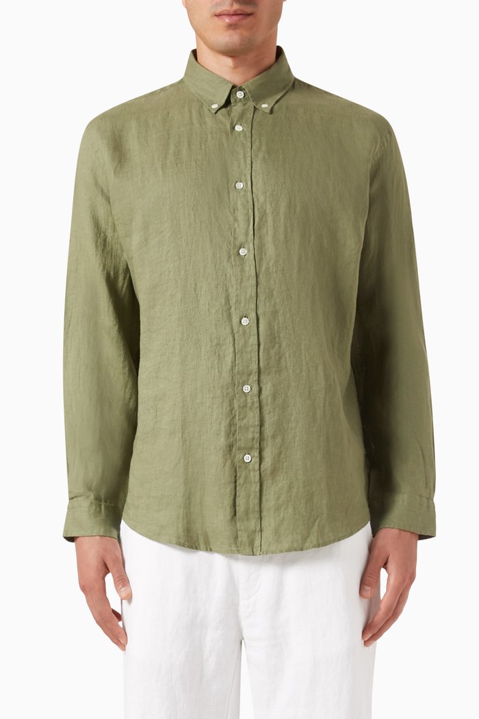 

Martin Shirt in Linen, Green
