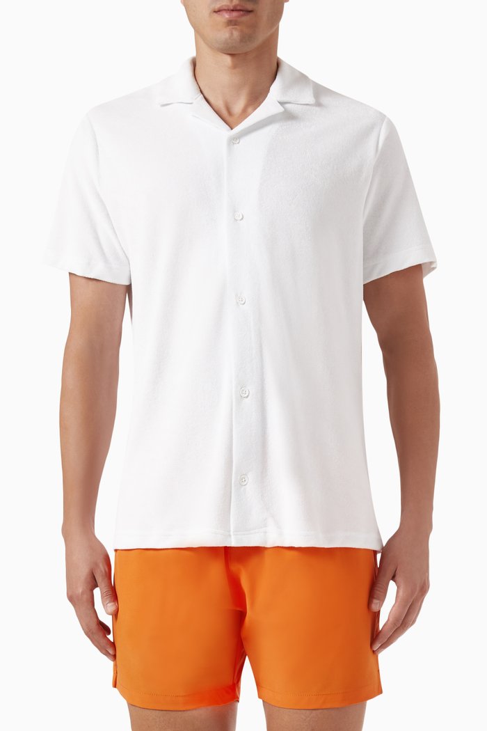 Mars Towelling Shirt in Cotton-blend, White