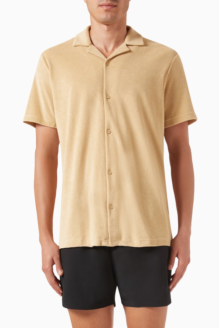 

Mars Towelling Shirt in Cotton-blend, Brown