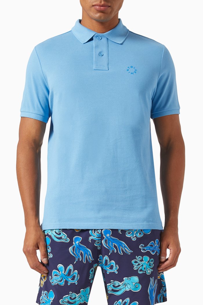 

Bruce Polo Shirt in Cotton Piqué, Blue