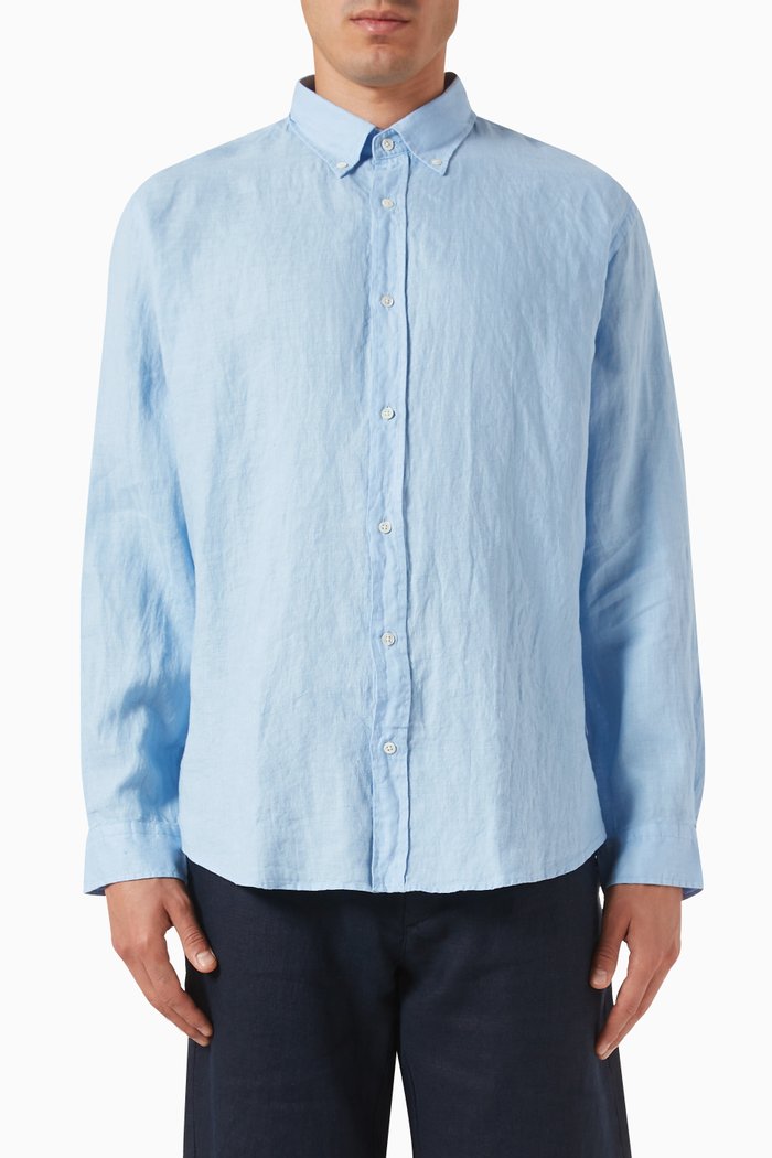 

Martin Shirt in Linen, Blue