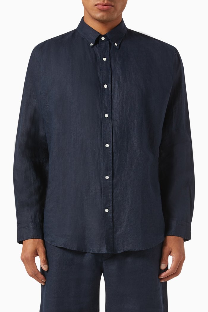 

Martin Shirt in Linen, Blue