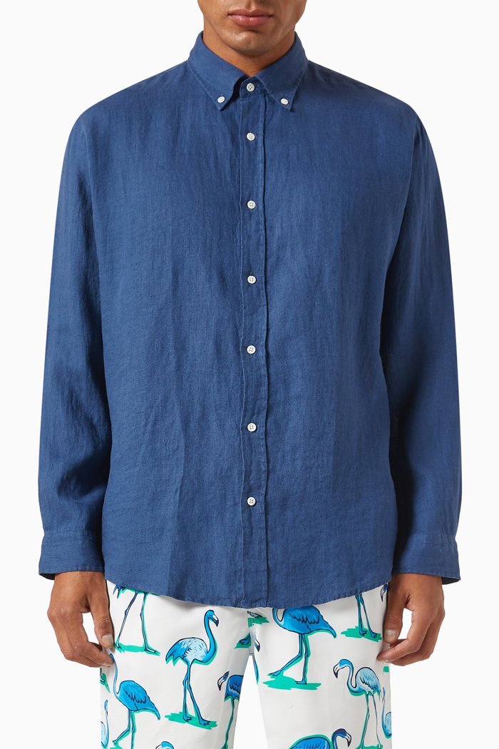 

Martin Shirt in Linen, Blue