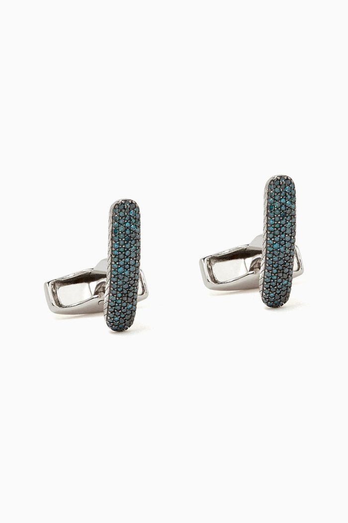 

Baton Pavé Blue Diamonds Cufflinks in Sterling Silver